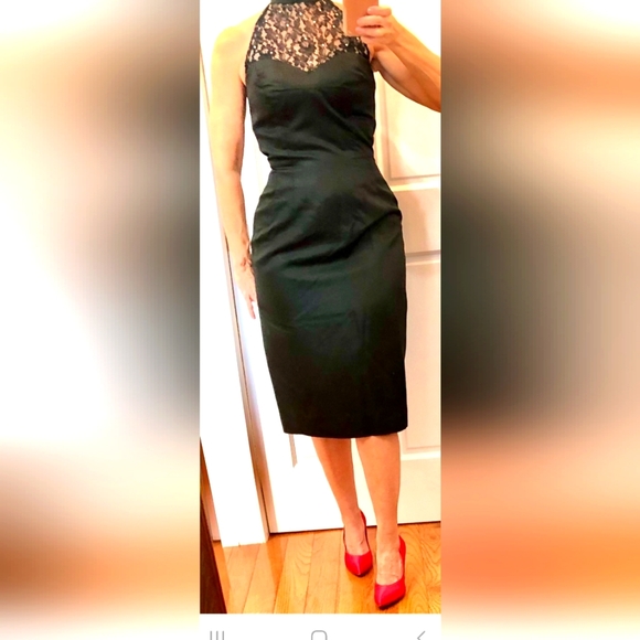 (S)🆕️💲⬇️Vtg Black Collection By Portia And Scarlett Rare Crochet Rose⚘️Dress - Picture 2 of 5